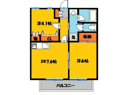 みなみハイツ(2LDK/2階)の間取り写真
