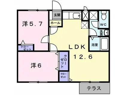マツモトGマンションA(2LDK/1階)の間取り写真