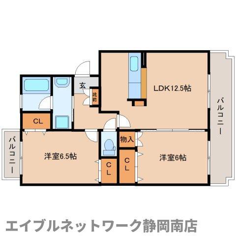 アムール高田(2LDK/4階)の間取り写真