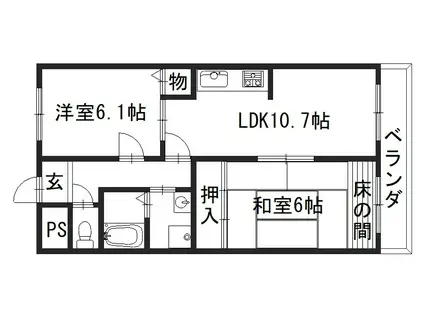 M・レヴエンテ(2LDK/2階)の間取り写真