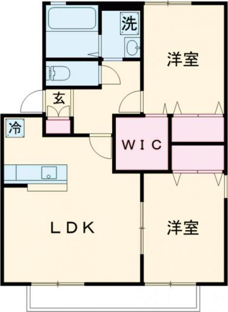 セジュールMINA H棟(2LDK/1階)の間取り写真