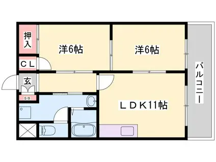 アルコ・ラ・カーサ 町坪(2LDK/3階)の間取り写真