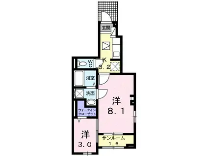 グラン・ソレイユ(2K/1階)の間取り写真