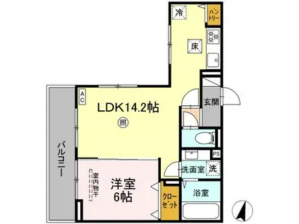 DーROOM飯倉2丁目(1LDK/2階)の間取り写真
