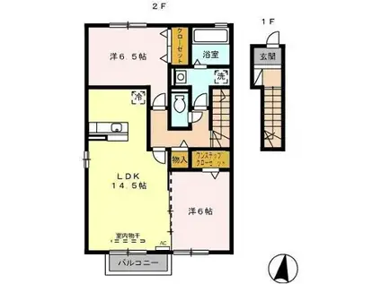 リバーサイド香流(2LDK/2階)の間取り写真