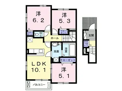 ソレイユルヴァンVI(3LDK/2階)の間取り写真