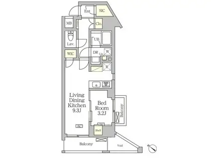 アジールコート松濤(1DK/6階)の間取り写真