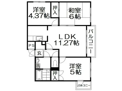 デイグランロイヤルメゾン(3LDK/2階)の間取り写真