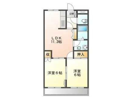 フォレストリバー(2LDK/1階)の間取り写真