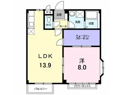 エルディム蔀4(1LDK/1階)の間取り写真