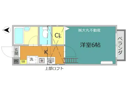 パークフロント谷中A(1K/2階)の間取り写真