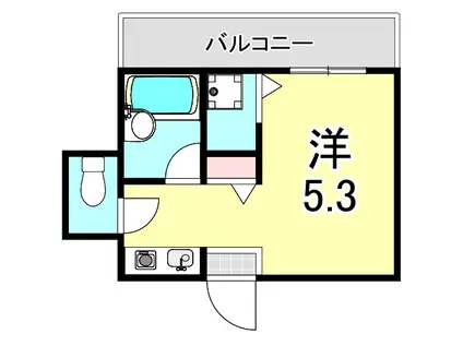 ブランシュ甲東園(ワンルーム/4階)の間取り写真