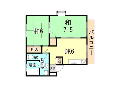 ハイツアヴィロード(2DK/2階)の間取り写真