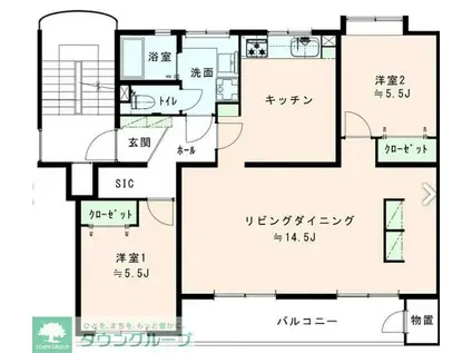新原町田グリーンハイツC2(2LDK/2階)の間取り写真