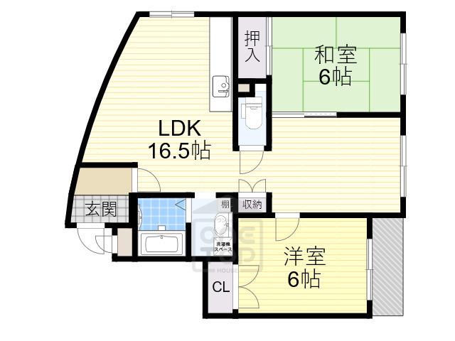 第20千里ハイツ(2LDK/1階)の間取り写真