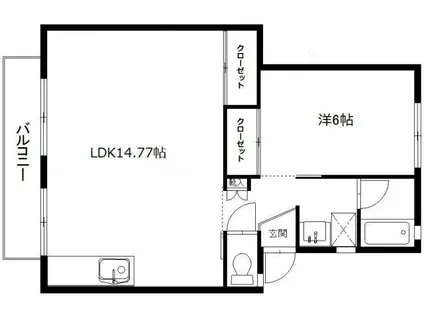 エスポワールI(1LDK/2階)の間取り写真