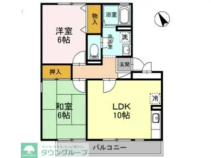 グリーンハウスIII(2LDK/1階)の間取り写真