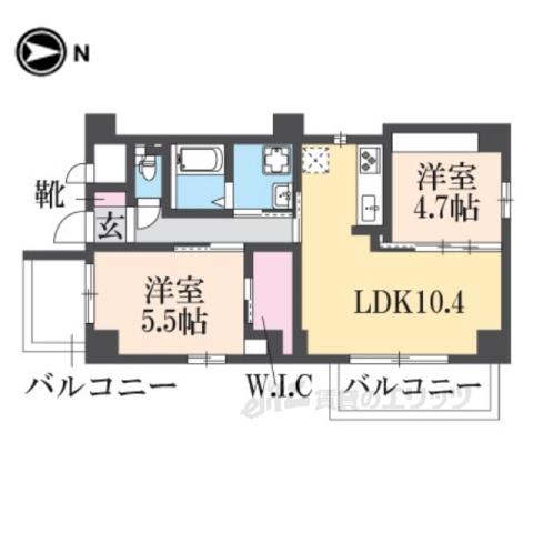 メロディーハイム三条堺町(2LDK/3階)の間取り写真