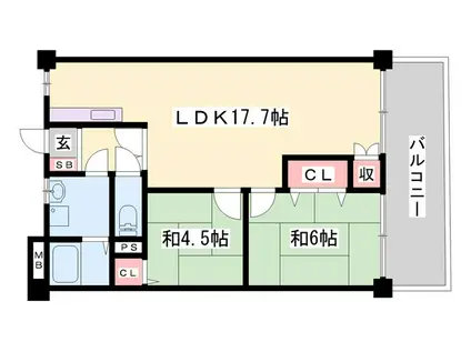 ブエナビスタ姫路(2LDK/2階)の間取り写真