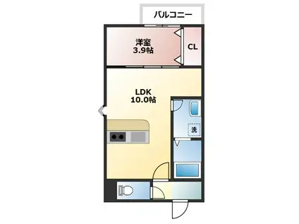 LECOCON岩倉V(1LDK/3階)の間取り写真