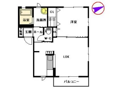ラフォーレ栄  B棟(1LDK/2階)の間取り写真