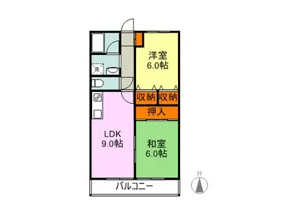 グレンコート(2LDK/1階)の間取り写真