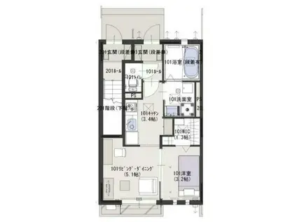 PEANUTS HOUSE(1LDK/1階)の間取り写真