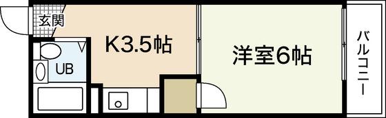 フジビル23(1K/6階)の間取り写真