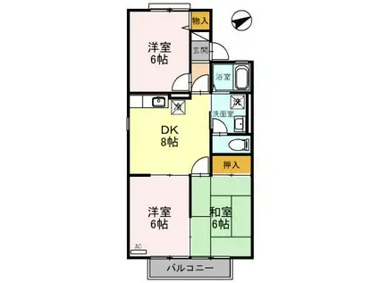 パルコートたなか(3DK/2階)の間取り写真