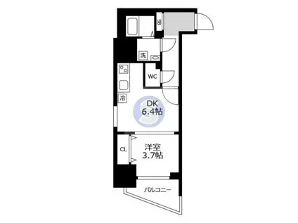 エスリード弁天町ノースプレミア(1DK/2階)の間取り写真