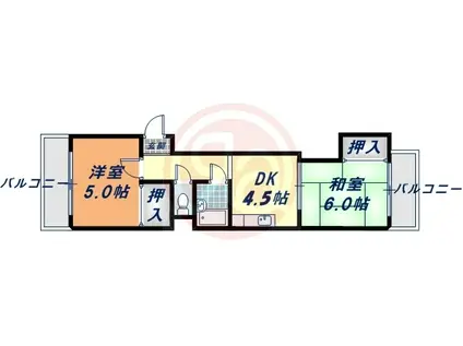 コーポ田中(2DK/4階)の間取り写真