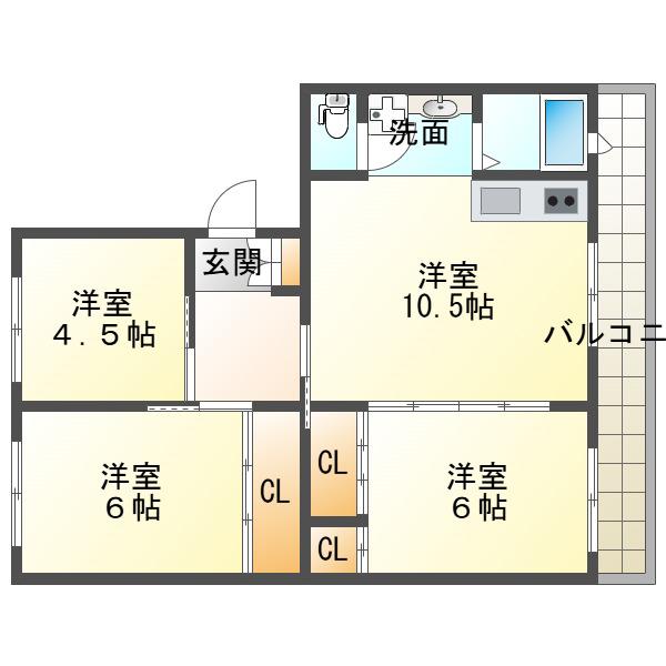 須磨一ノ谷グリーンハイツG棟(3LDK/5階)の間取り写真
