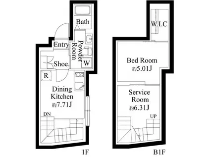 ファーヴァル代々木上原(1SDK/1階)の間取り写真