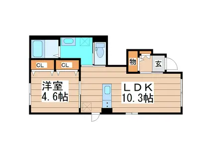 ルナ・ピエーナII(1LDK/1階)の間取り写真