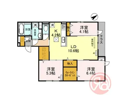 クラシスト北畠(3LDK/3階)の間取り写真