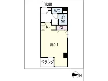 アーバン・ウッズ(ワンルーム/3階)の間取り写真