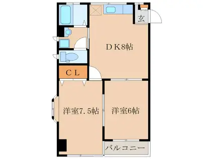 Fビル(2DK/2階)の間取り写真