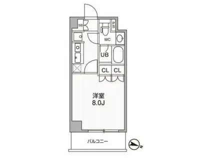 ディームス麻布狸穴町(ワンルーム/1階)の間取り写真