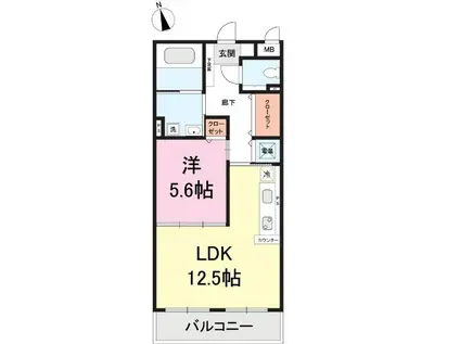 RESIDENCE HILL イースト 新光(1LDK/2階)の間取り写真