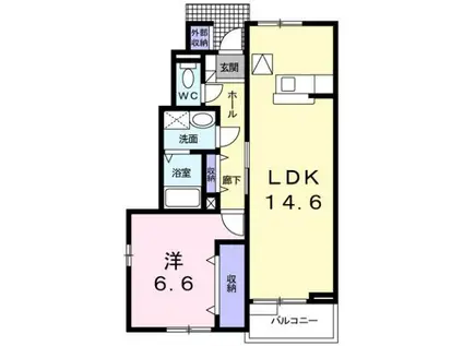 コンフォートみやび台II(1LDK/1階)の間取り写真