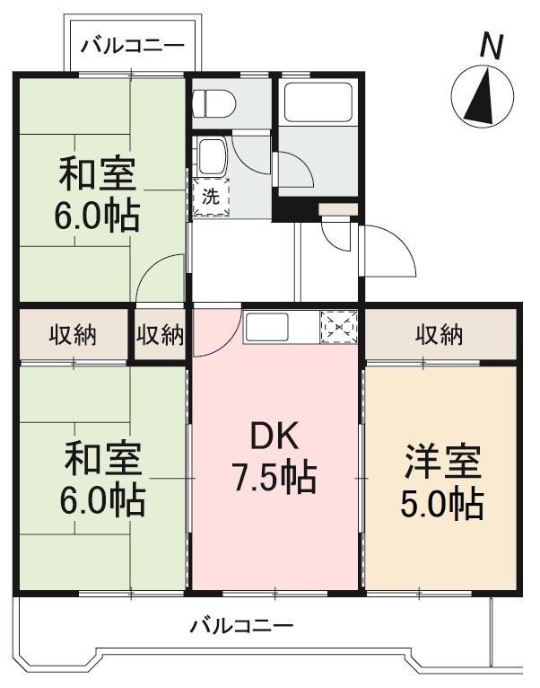 宮脇マンションA棟(3DK/3階)の間取り写真