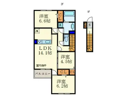 T´Sスクエア下鴨(3LDK/2階)の間取り写真