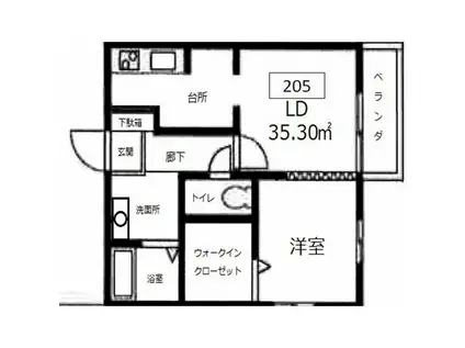 エクセルカーサ立場(1LDK/2階)の間取り写真
