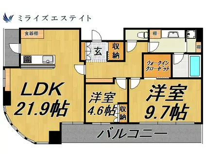 千種タワーヒルズ(2LDK/22階)の間取り写真