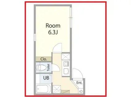 ティーグルウメジマ(1K/4階)の間取り写真