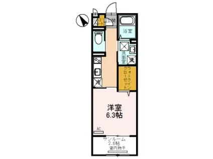 フローラル(ワンルーム/2階)の間取り写真