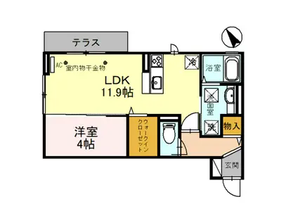 AR環水(1LDK/1階)の間取り写真