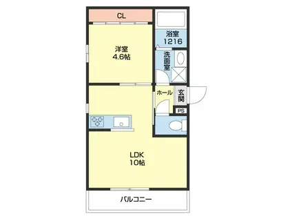  紀三井寺共同(1LDK/3階)の間取り写真