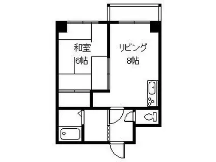 第一タテダビル(1DK/5階)の間取り写真