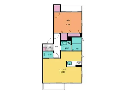 ルノール ブン(1LDK/1階)の間取り写真